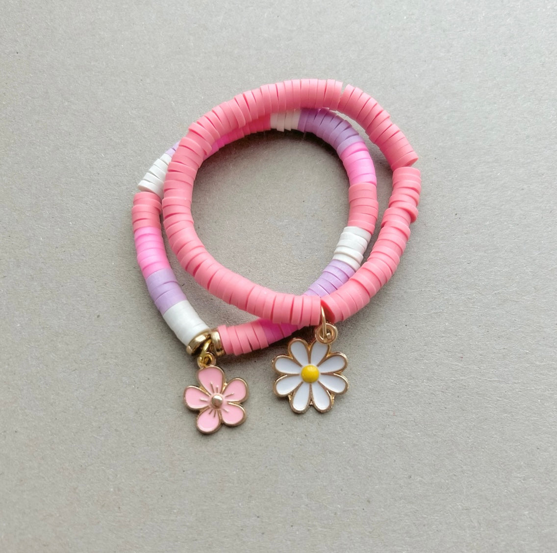 Pink+Purple Charm Bracelet Set