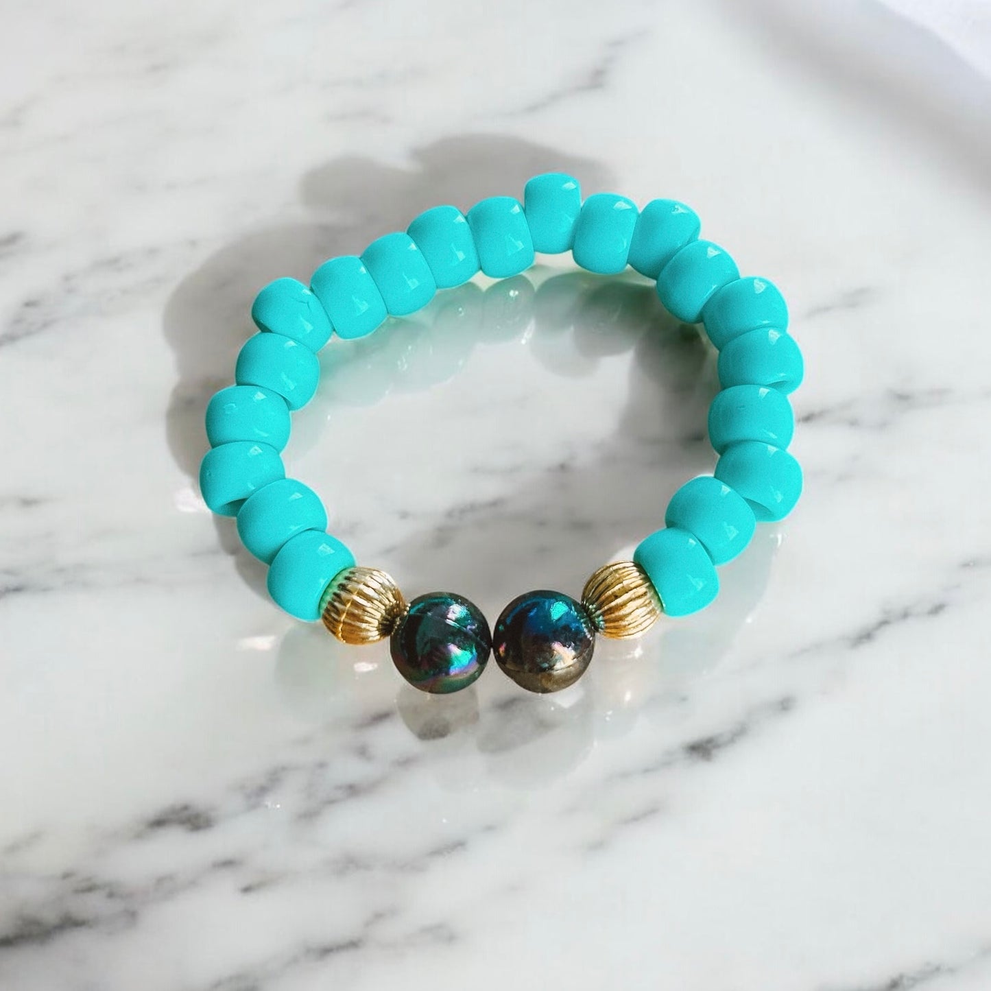Aqua + Gold Bracelet