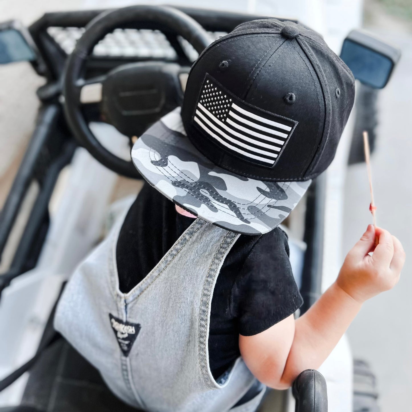 Camo + Flag Snapback Hat