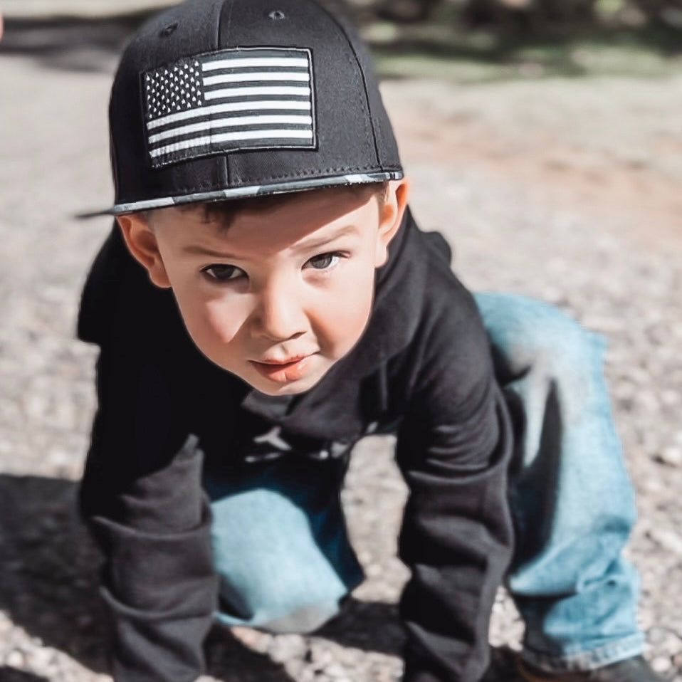 Camo + Flag Snapback Hat