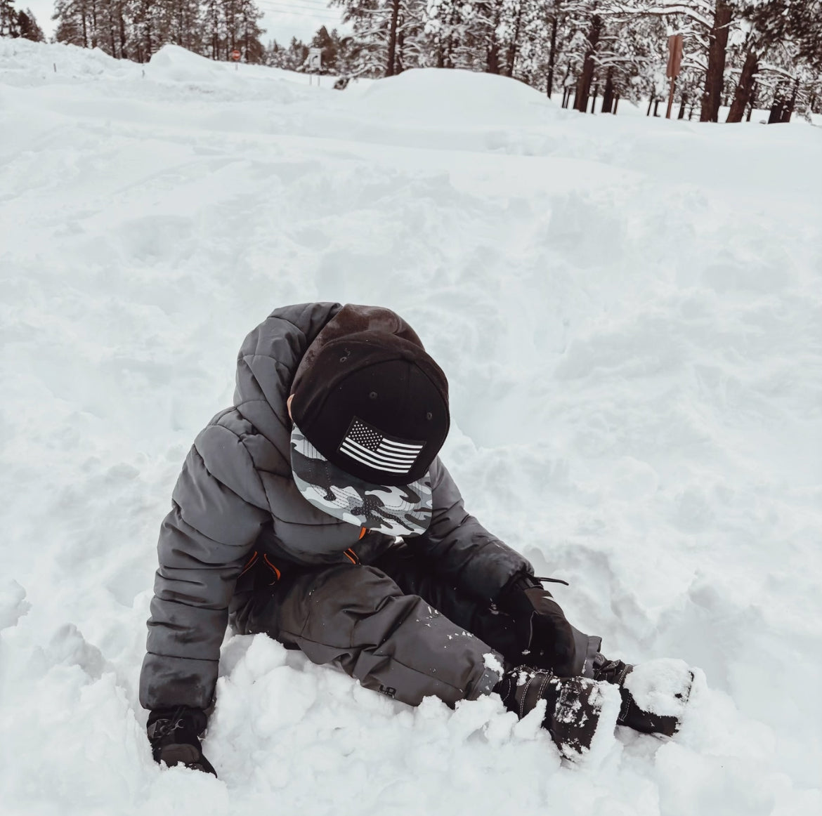 Camo + Flag Snapback Hat