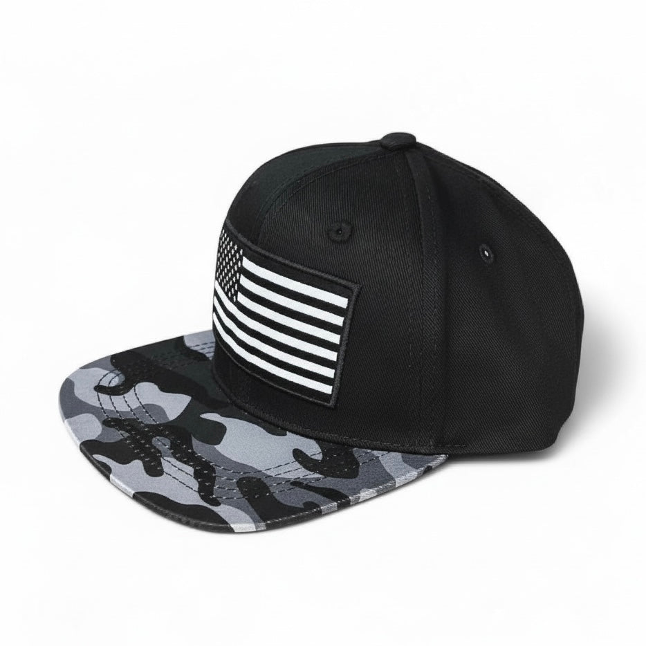 Camo + Flag Snapback Hat