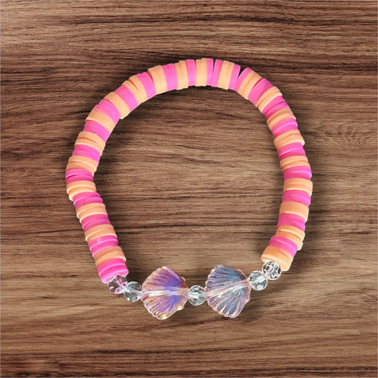 Hot Pink Seashell Handmade Kids Bracelet