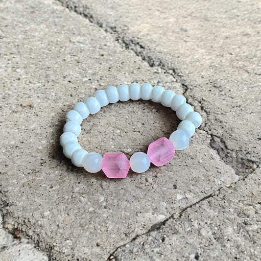 Pink + White Handmade Kids Bracelet