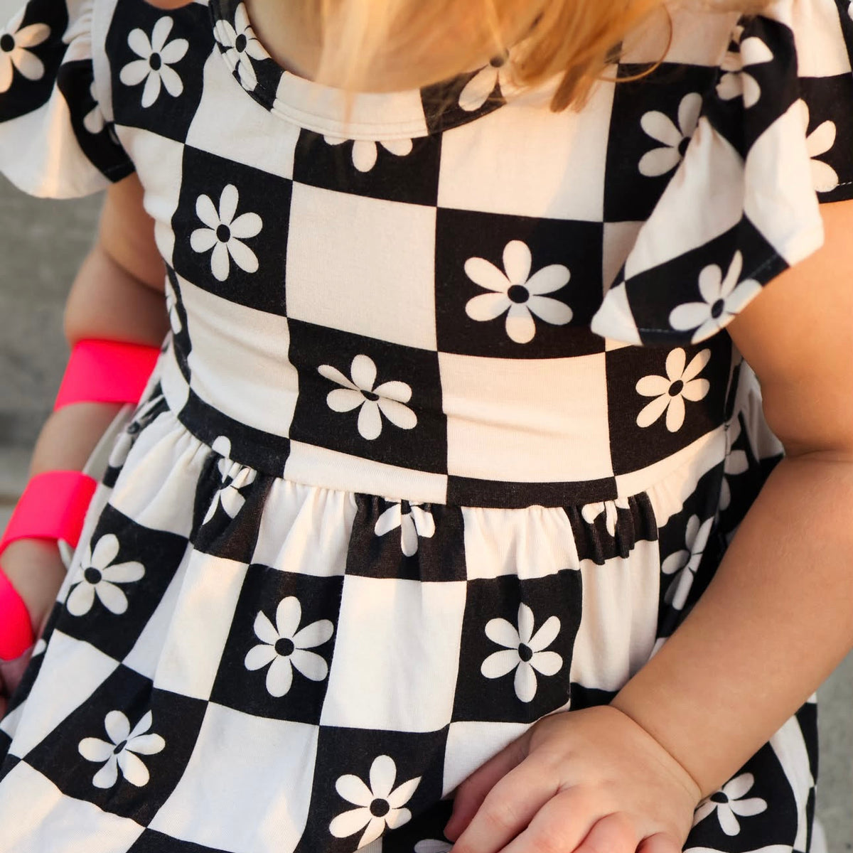 Checkered Flowers Bamboo Dress