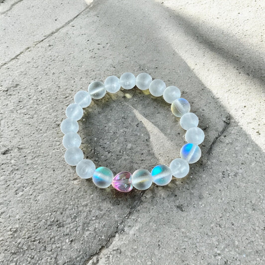 Frosted White Handmade Kids Bracelet