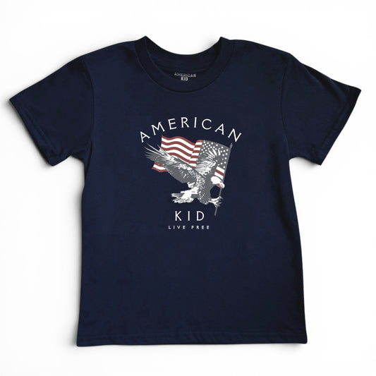 Eagle + Flag Graphic Tee (Navy)