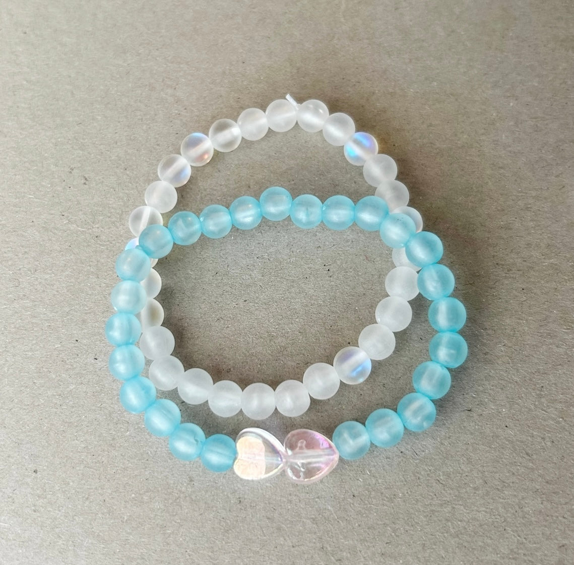 Frosted White + Blue Bracelet Set