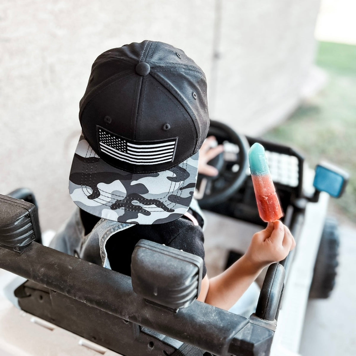 Camo + Flag Snapback Hat