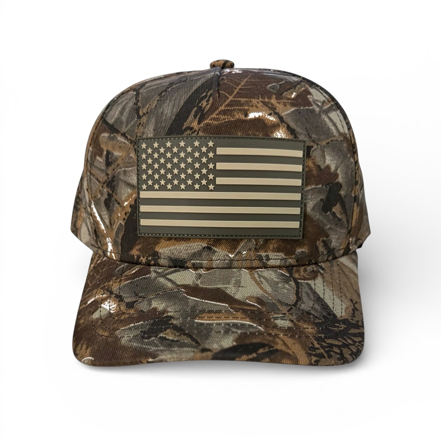 Tree Camo + Flag Snapback Hat
